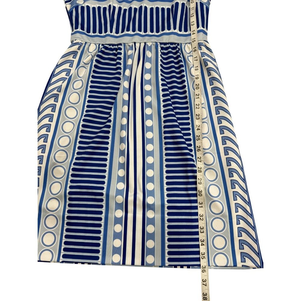 Gretchen Scott Womens Size S Dress Blue & White Print Sleeveless Dress Belted - Picture 7 of 8